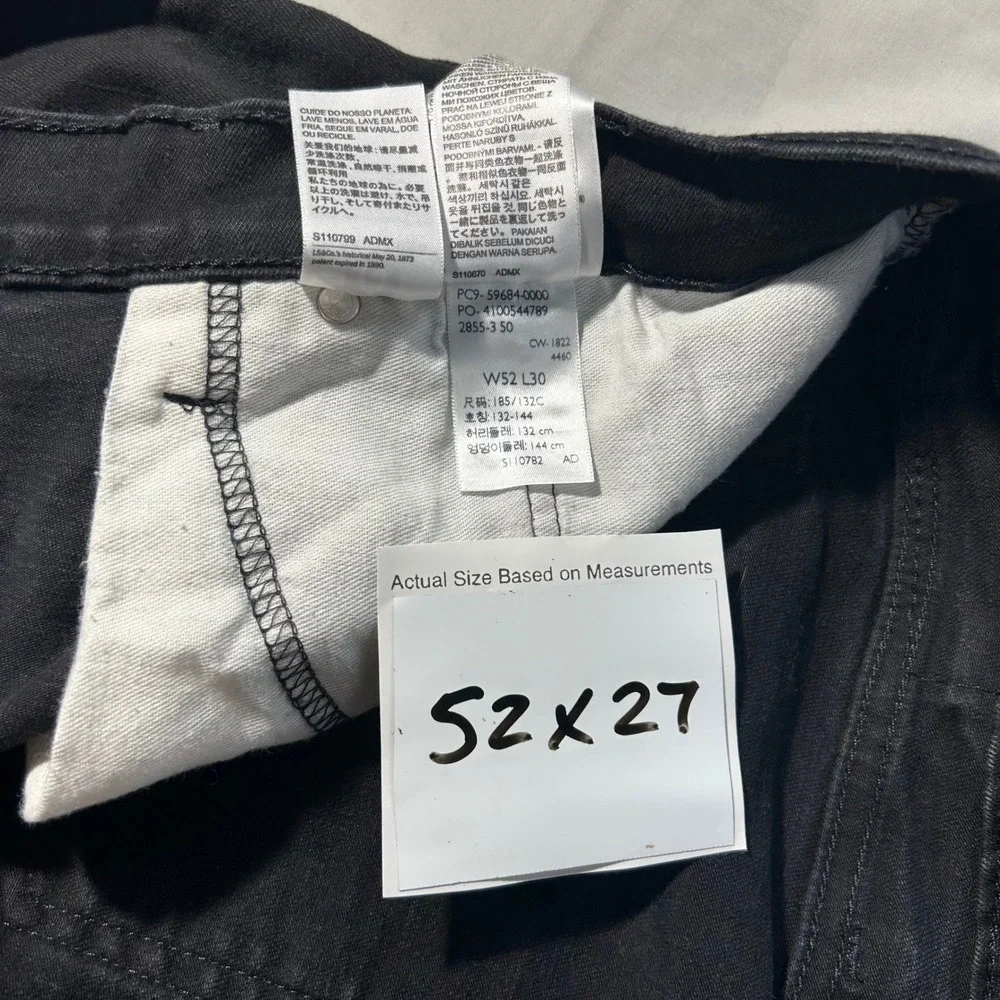 Levi's Jeans 502 Regular Taper Mens 52x27 Black Denim‎ Casual Minimalist